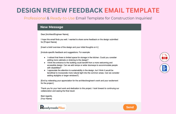 Design Review Feedback Email Template For Construction