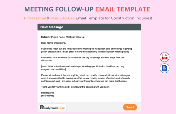 Meeting Follow-Up Email Template For Construction