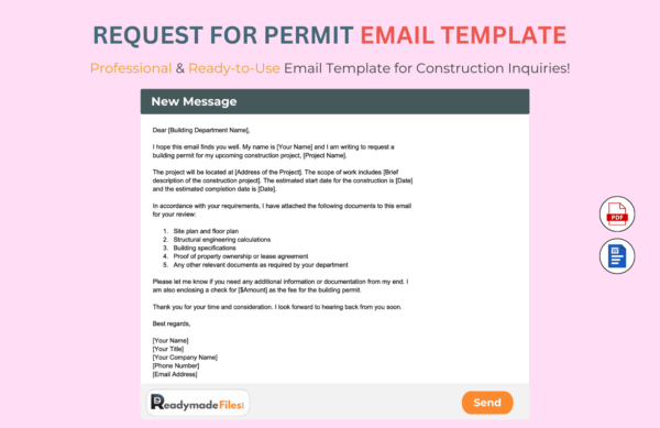 Request For Permit Email Template For Construction