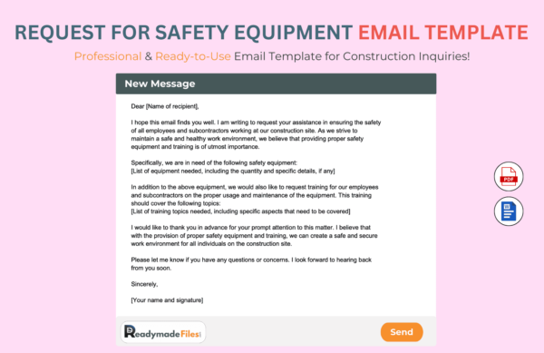 Request For Safety Equipment Or Training Email Template For Construction