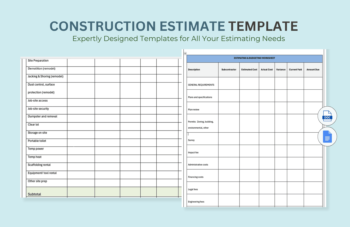 Construction Estimate Template