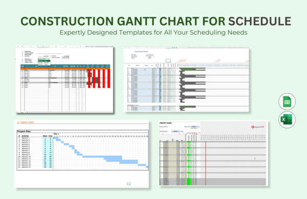 Construction Gantt Chart for Schedule (Templates)