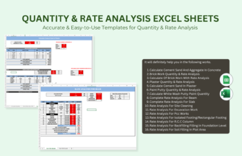 Quantity & Rate Analysis Excel Sheets