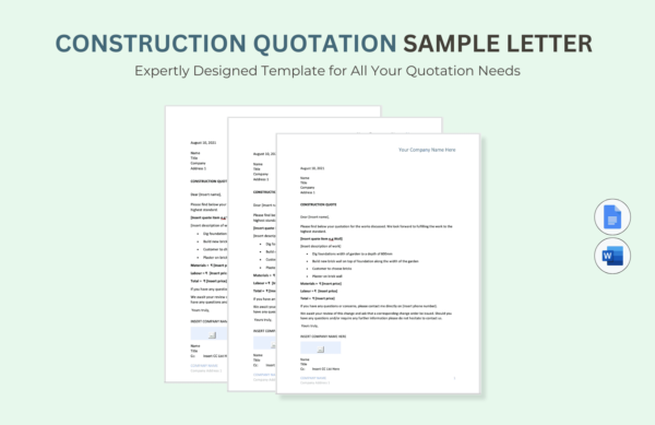 Construction Quotation Sample Letter