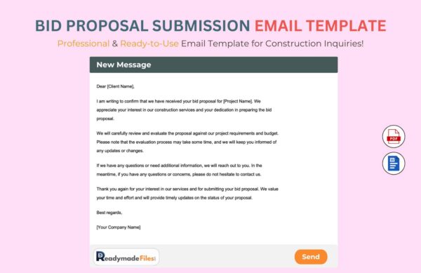 Bid Proposal Submission Confirmation Email Template For Construction