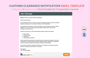 Customs Clearance Notification Email Template For Transportation