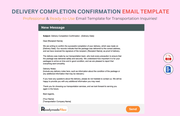 Delivery Completion Confirmation email Template