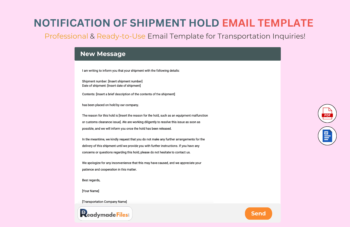 Notification Of Shipment Hold email Template