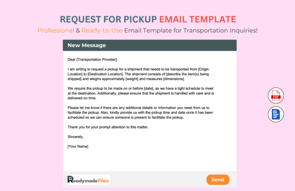 Request For Pickup email Template