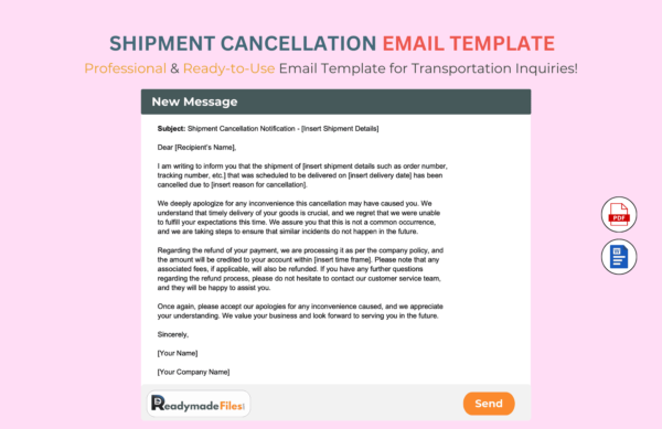 Shipment Cancellation Email Template For Transportation