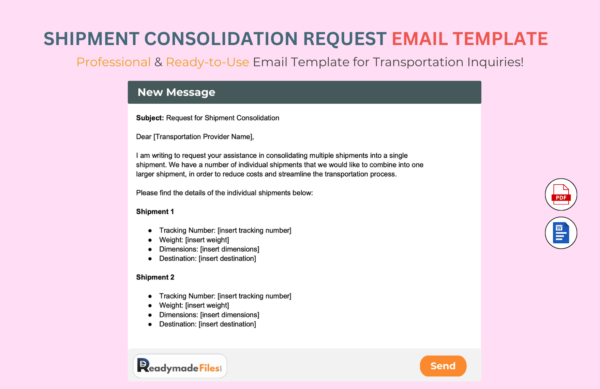 Shipment Consolidation Request Email Template For Transportation