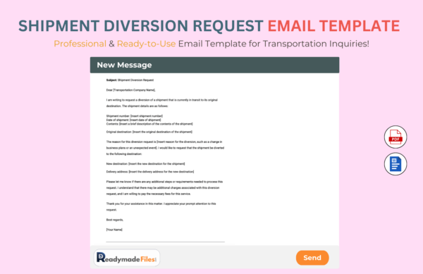 Shipment Diversion Request Email Template For Transportation