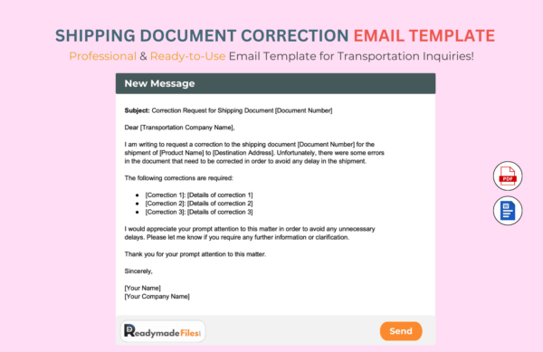 Shipping Document Correction email Template