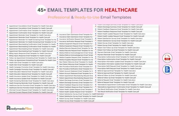 45+ Email Templates for Healthcare