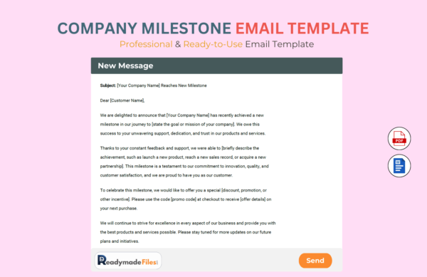 Company Milestone email Template