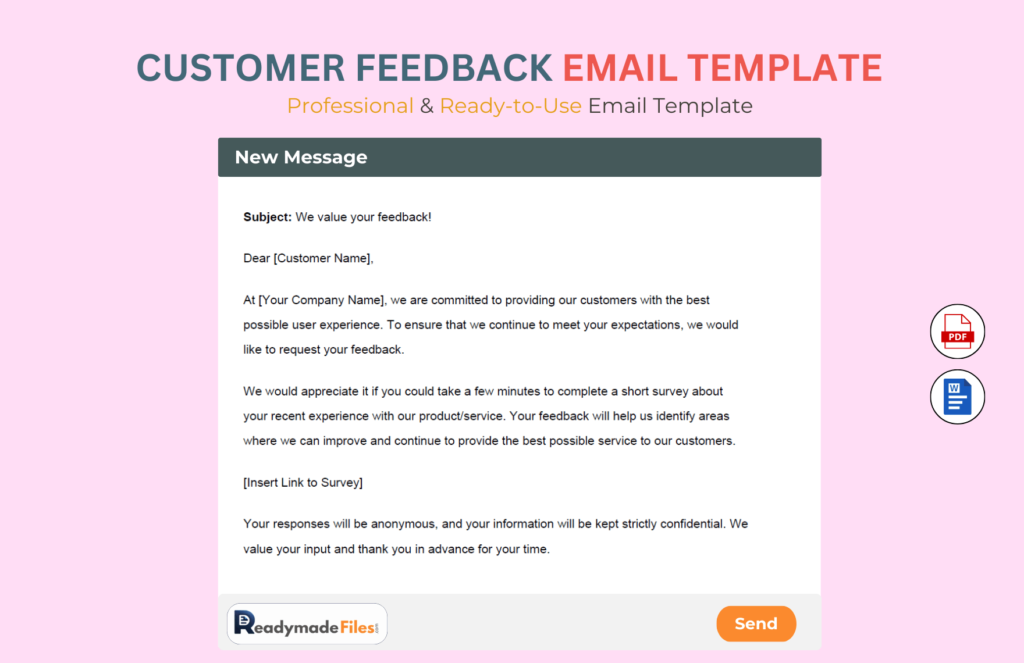 Customer Feedback Request Email Template For Tech Company Readymade Files