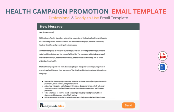 Health Campaign Promotion Email Template For Health Care