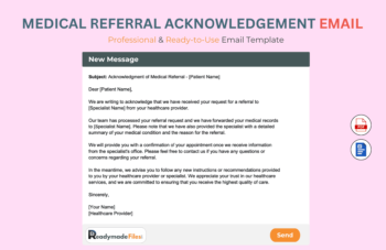 Medical Referral Acknowledgement email