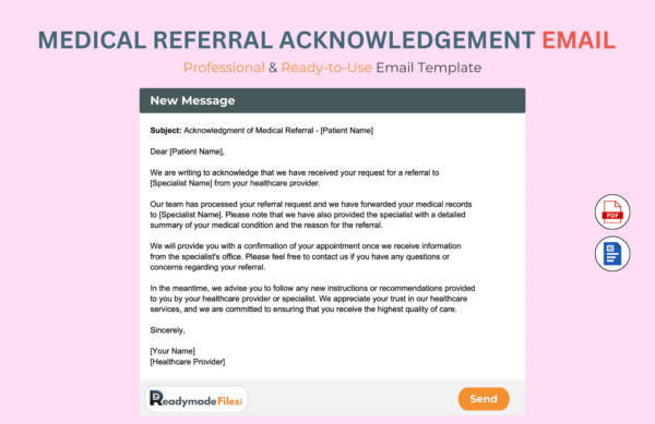 Medical Referral Acknowledgement email