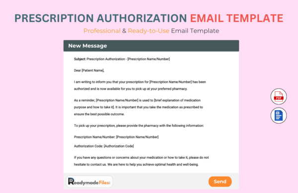 Prescription Authorization Email Template For Health Care