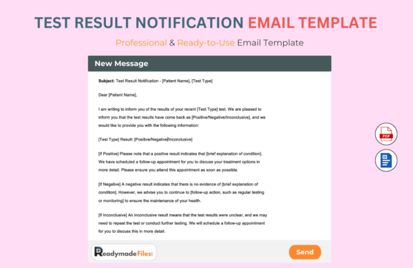 Test Result Notification Email Template For Health Care