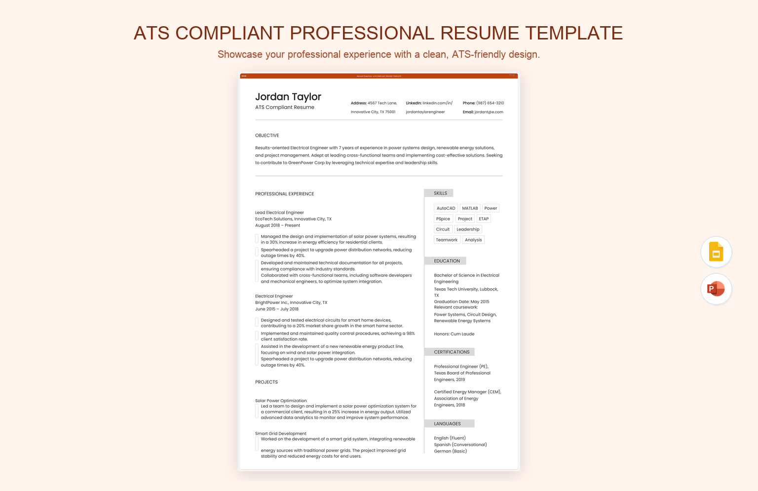 ATS Compliant Professional Resume Template