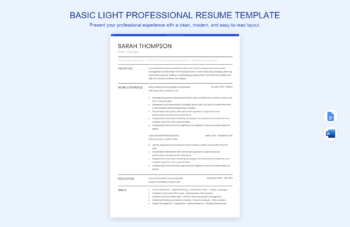 Basic Light Professional Resume Template