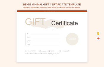 Beige Minimal Gift Certificate Template product preview thumbnail