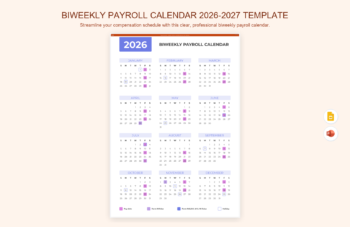 Biweekly Payroll Calendar 2026-2027 Template
