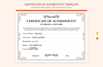 Certificate of Authenticity Template product preview thumbnail