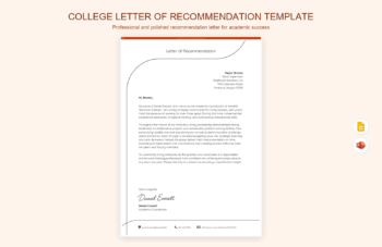 College Letter of Recommendation Template product preview thumbnail