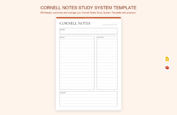 Cornell Notes Study System Template product preview thumbnail