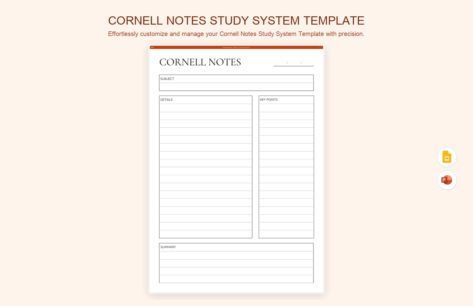 Cornell Notes Study System Template product preview thumbnail