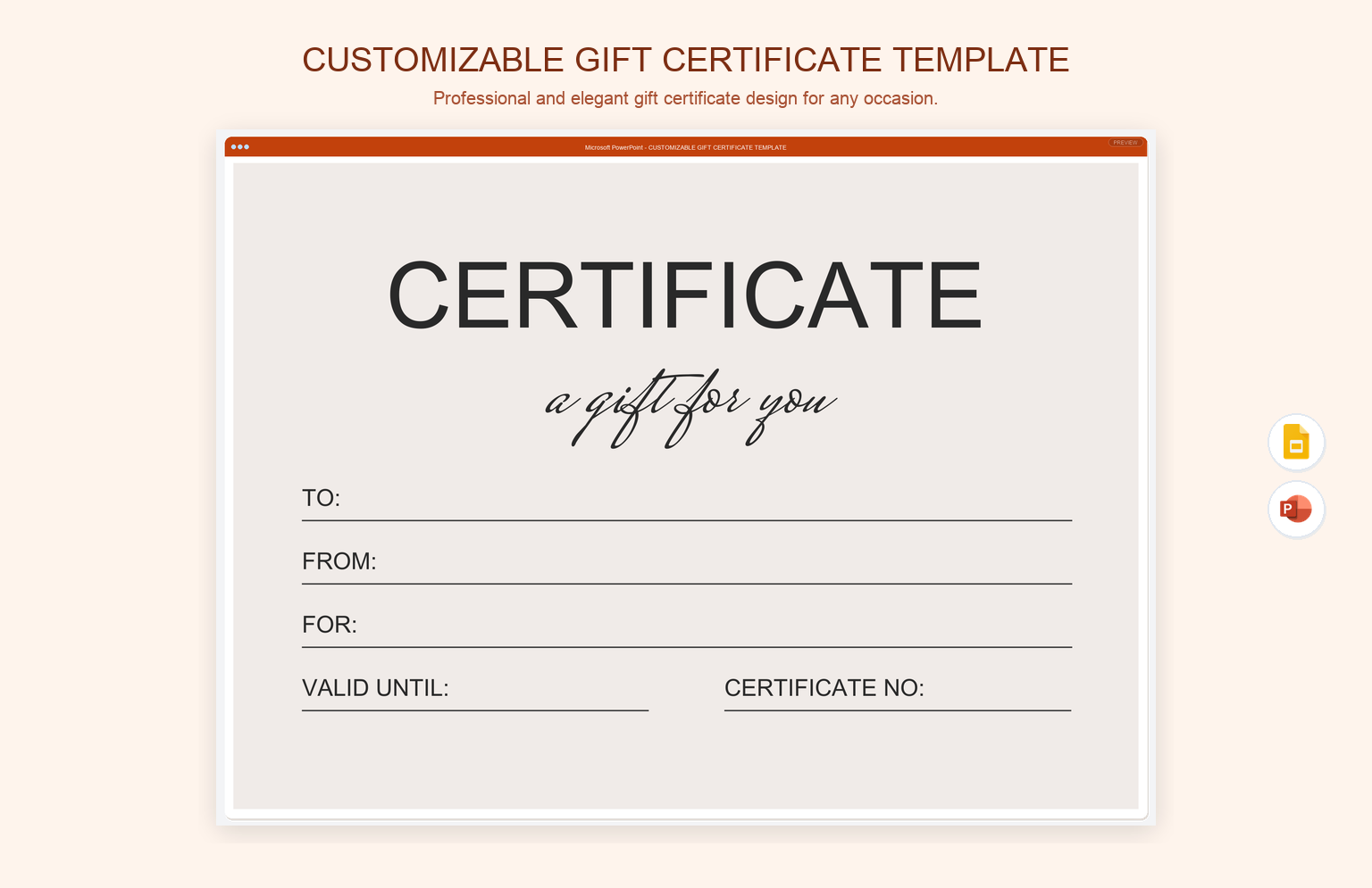 Customizable Gift Certificate Template product preview thumbnail