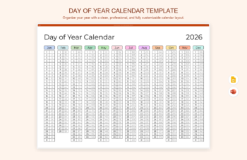 Day of Year Calendar Template