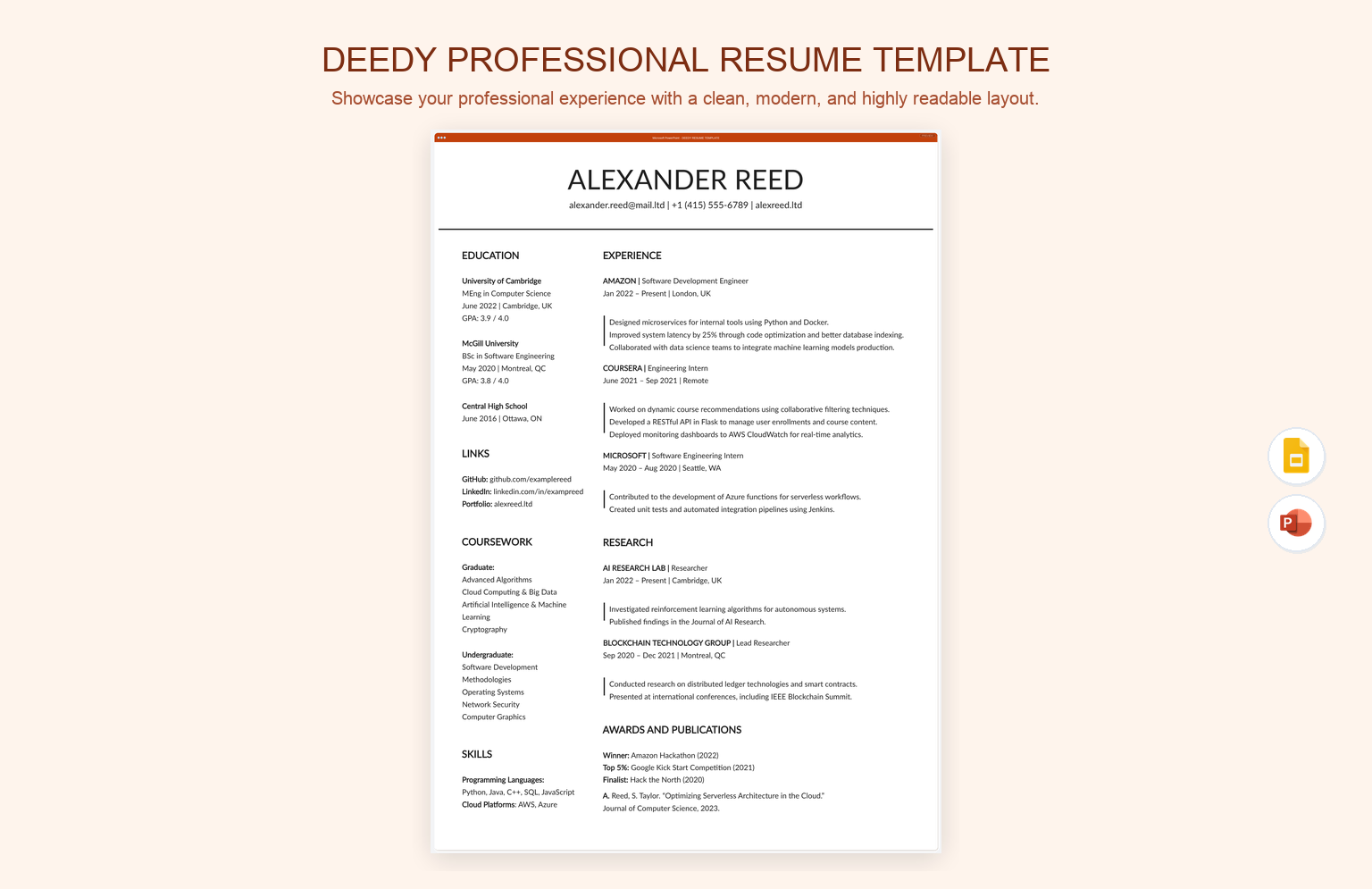 Deedy Professional Resume Template