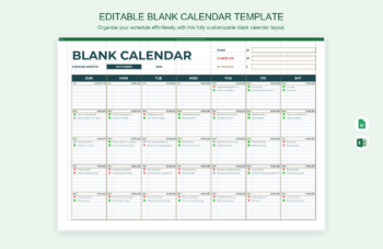 Editable Blank Calendar Template