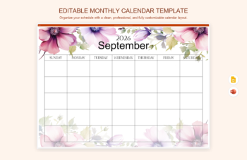 Editable Monthly Calendar Template