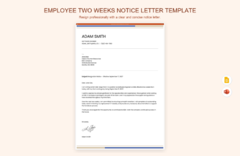 Employee Two Weeks Notice Letter Template product preview thumbnail
