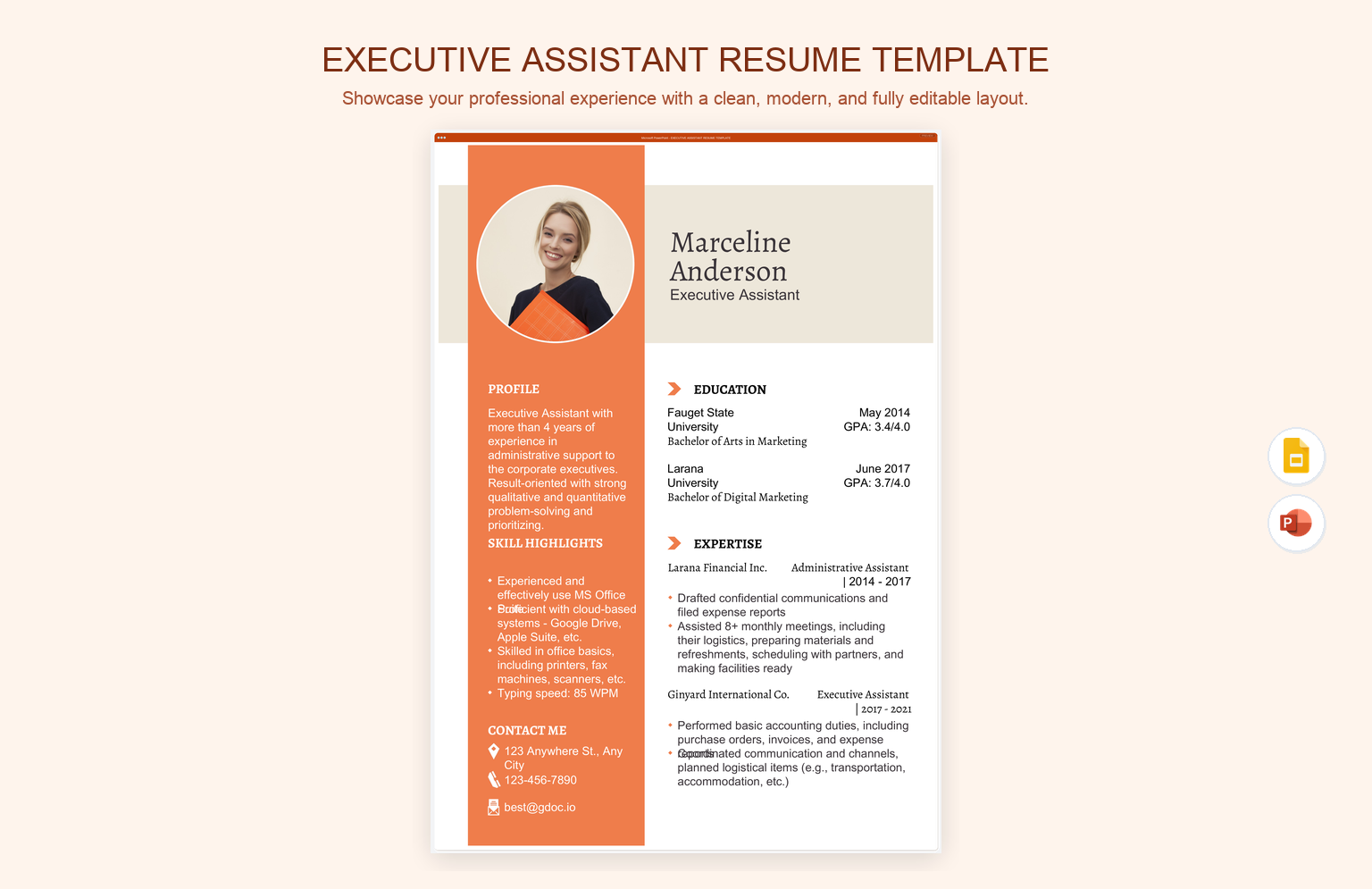 Executive Assistant Resume Template
