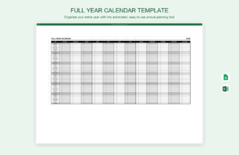 Full Year Calendar Template
