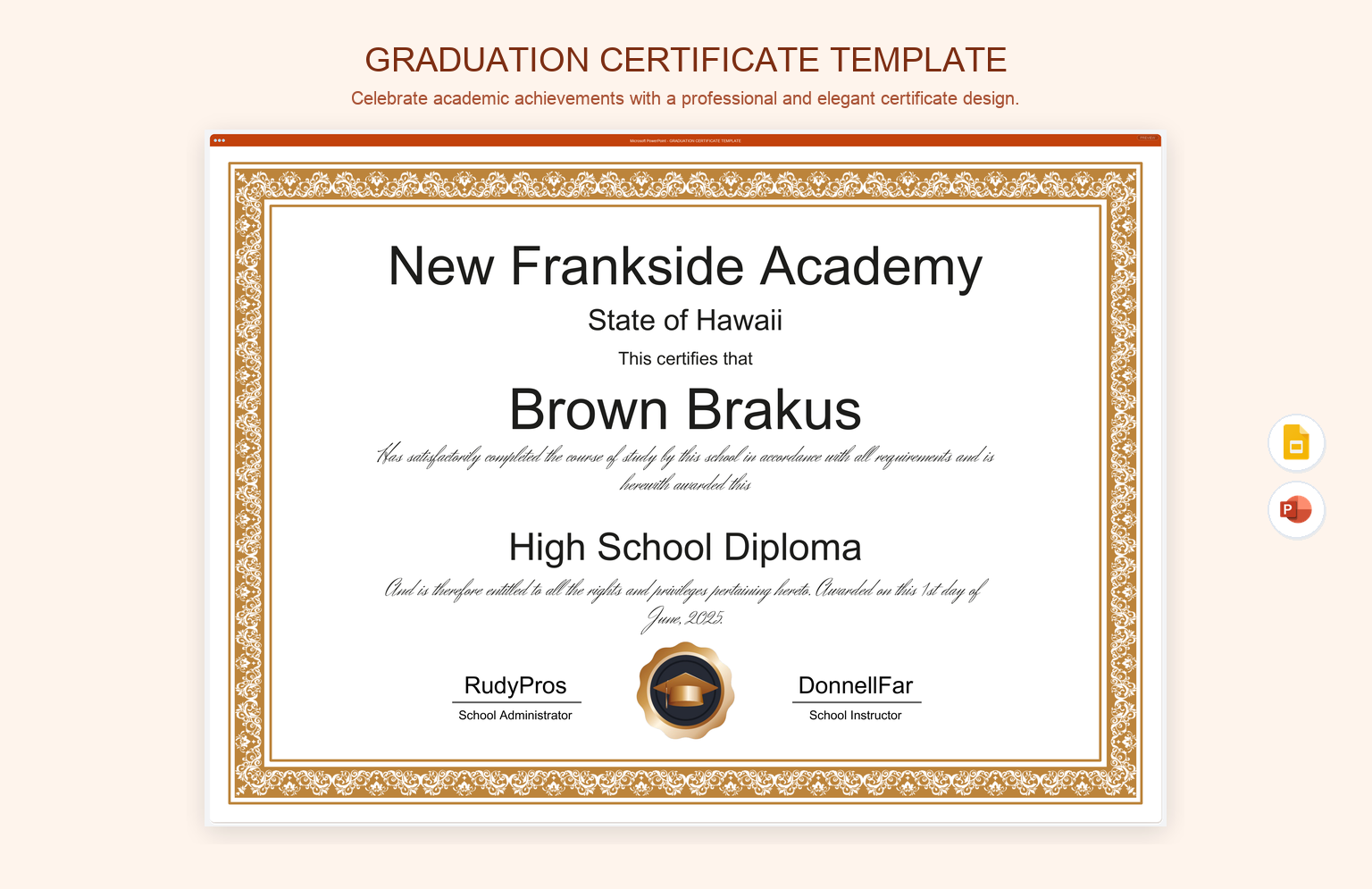 Graduation Certificate Template product preview thumbnail