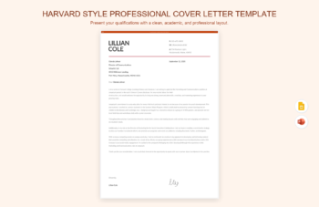 Harvard Style Professional Cover Letter Template product preview thumbnail