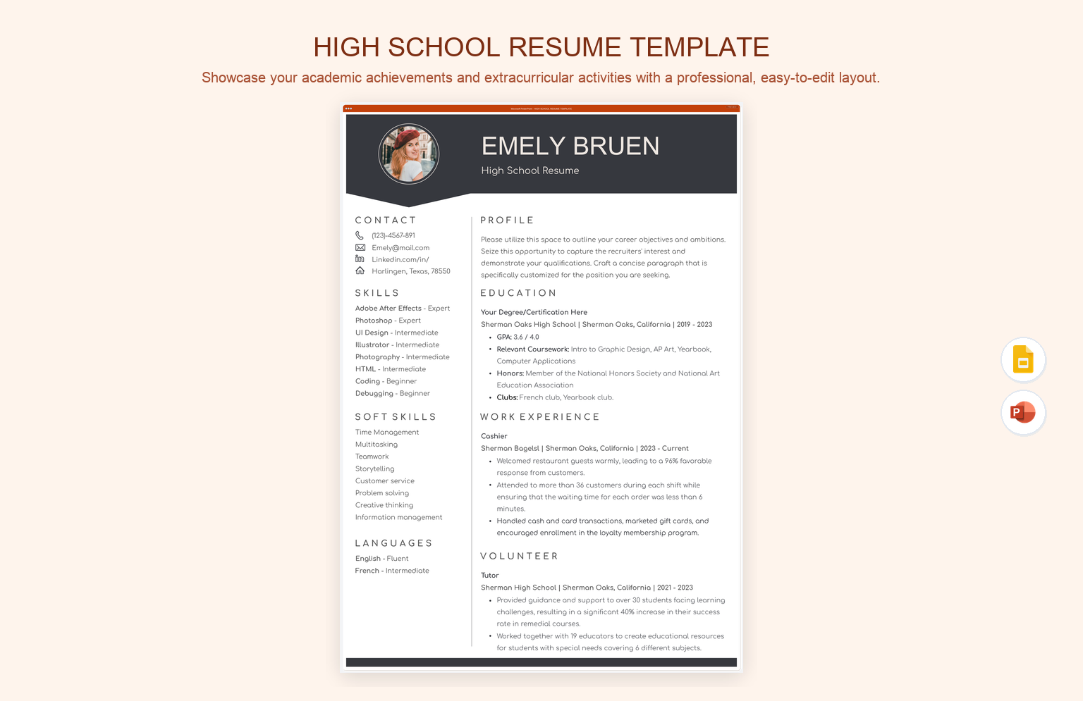 High School Resume Template