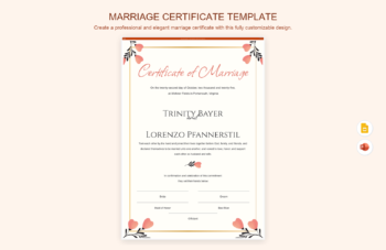 Marriage Certificate Template product preview thumbnail