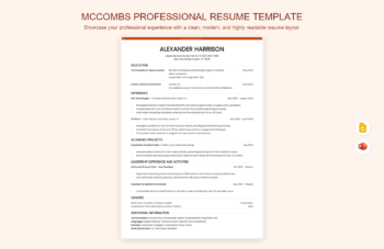 McCombs Professional Resume Template