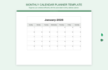 Monthly Calendar Planner Template