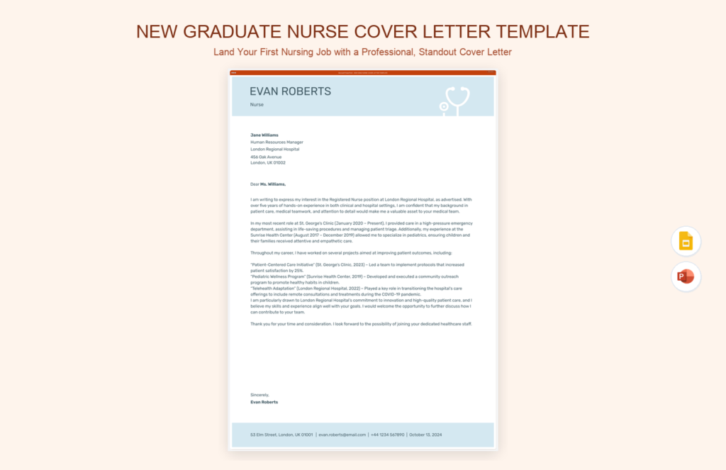 New Graduate Nurse Cover Letter Template product preview thumbnail