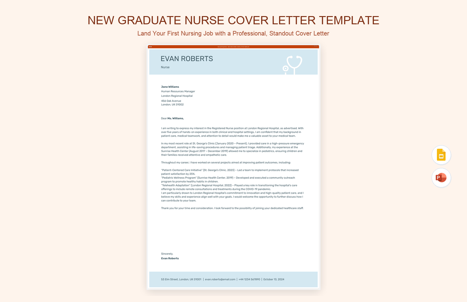 New Graduate Nurse Cover Letter Template product preview thumbnail