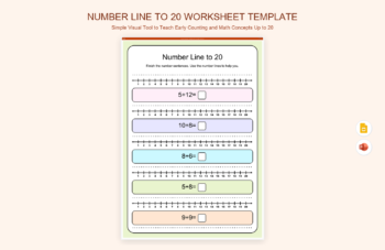 Number Line to 20 Worksheet Template product preview thumbnail